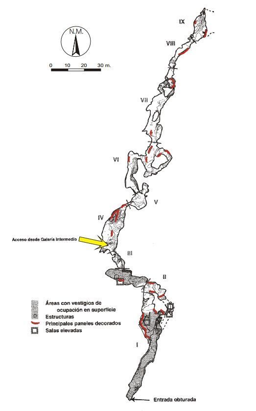 Mapa de la Cueva de la Garma